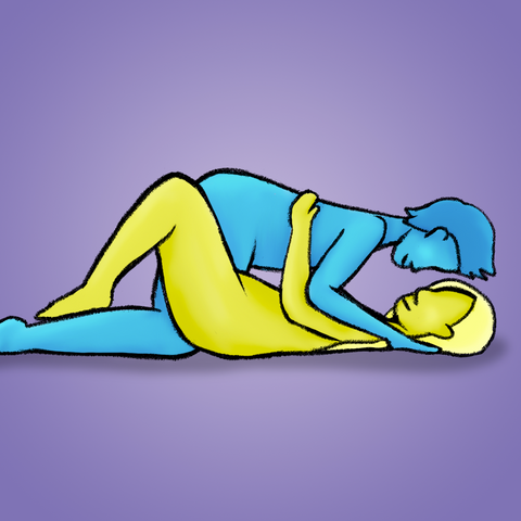 Illustration of couple doing the cat sex position