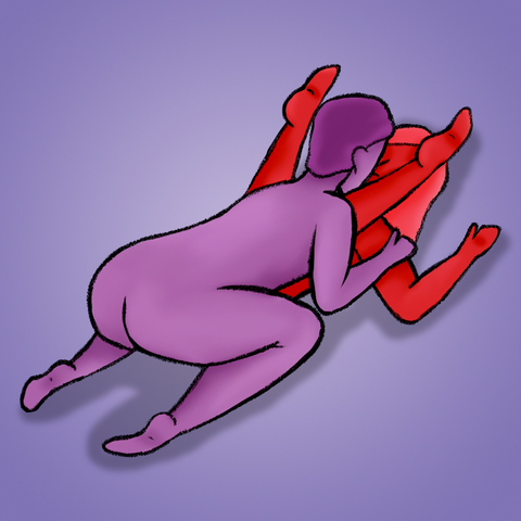 Illustration of couple doing the flower press oral sex position