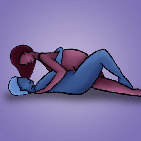 Illustration of couple doing the reverse cat sex position