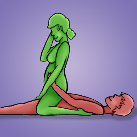 Illustration of couple doing the reverse cowgirl position