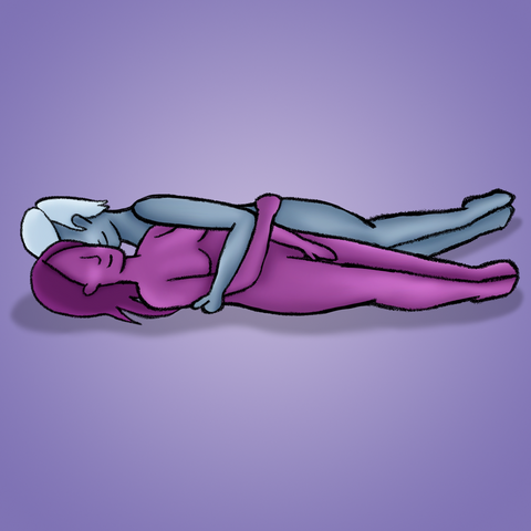 Illustration of couple doing the intimate spooning sex position