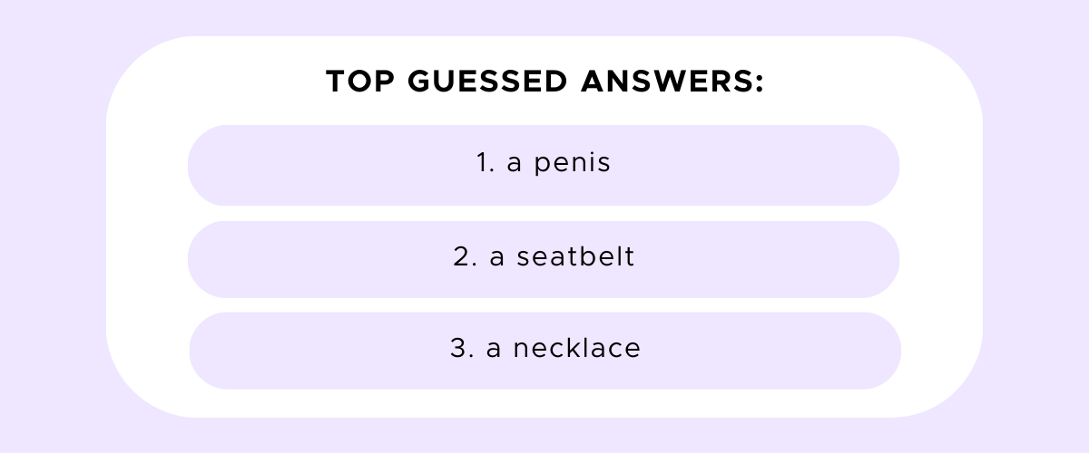 Most popular answers: a penis, a seatbelt, and a necklace