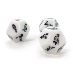 Three dice from Dark Amour through TooTimid on a white background