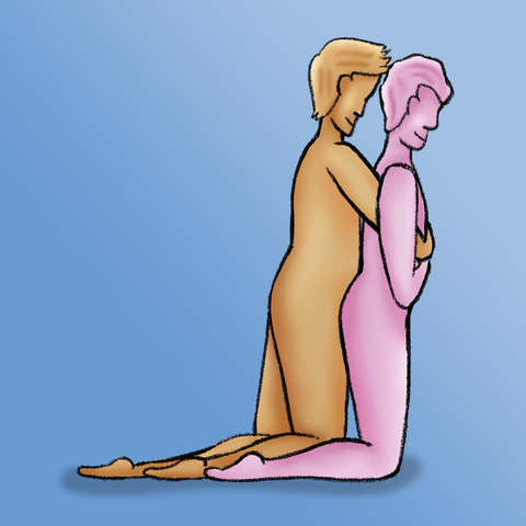 Illustration of couple in upward facing dog sex position