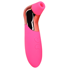 An image of the pink pulsating clit sucker sex toy with rose gold details