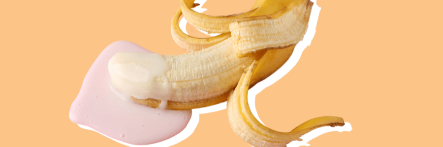 Image of banana with cream on tip that looks like cum