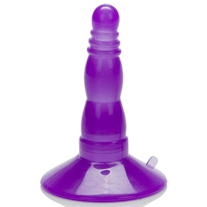 Bright purple blow up anal plug with removable vibrator