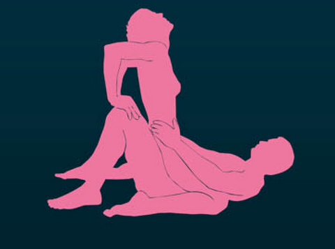 Drawing of cowgirl with back support sex position