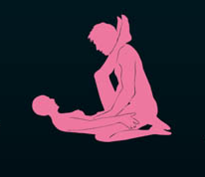 Drawing of missionary sex position with woman's legs elevated