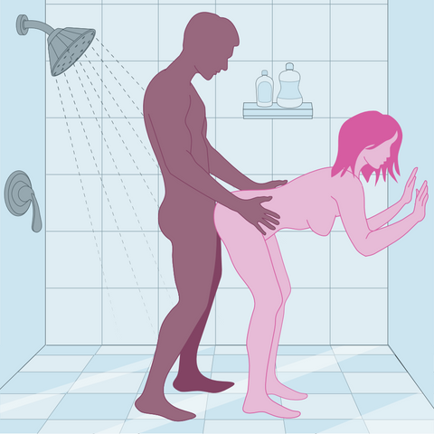 Shower sex position of anal sex