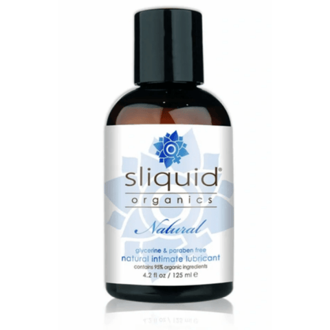 Brown bottle of sliquid organic lube