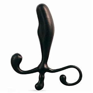 Image of black prostate stimulator with added curves for perineum play