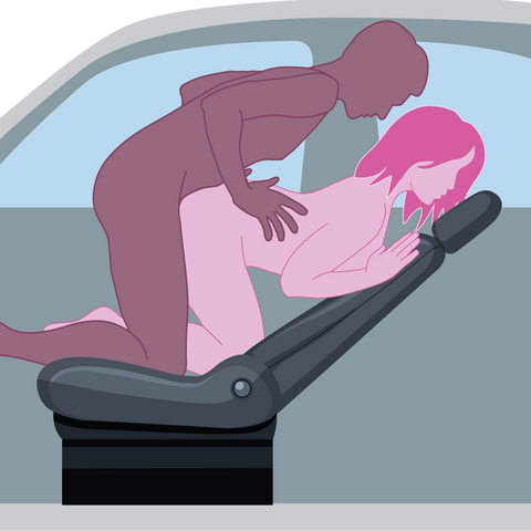 Doggy style car sex position illustration