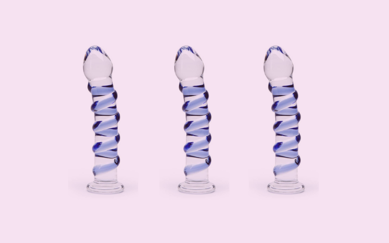 Image of blue and clear glass sex toys