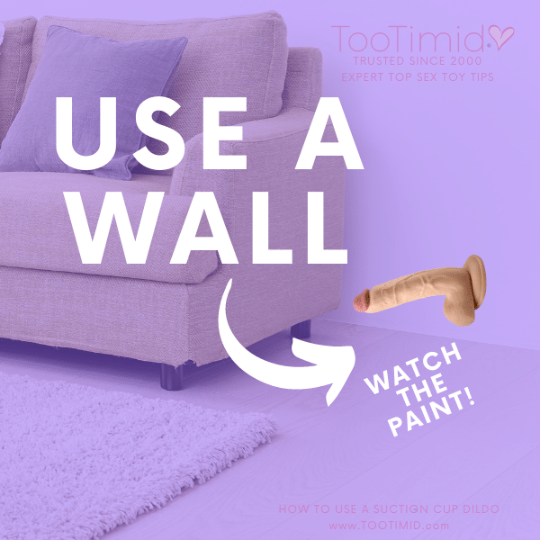 An image of a top-selling suction cup dildo attached to a wall to show that you can attach a suction cup dildo to your wall while you are on all fours! Just be careful of your paint! Click here to see this dildo