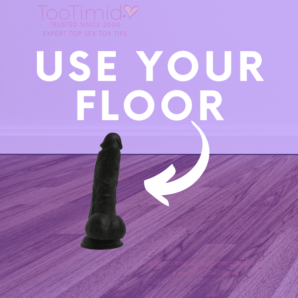 Image showing one of our best suction cup dildos attached to a floor for hands-free pleasure!