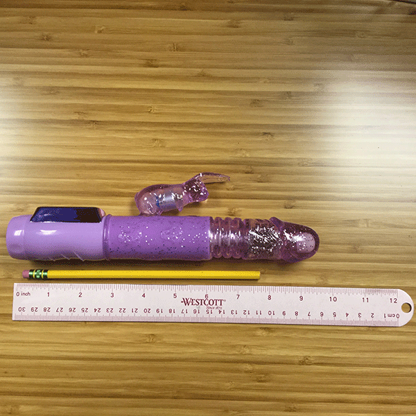 Jack Rabbit Vibrator Shown Next To A Ruler To Show The 9 Inch Length
