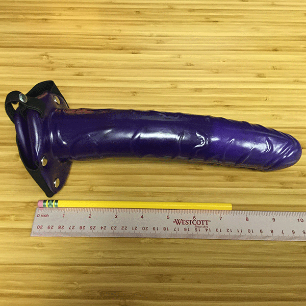 purple passion 10" hollow strap on measurements