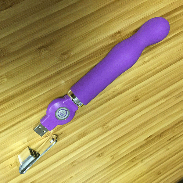 Charger on pink bob's rechargeable purple vibrator