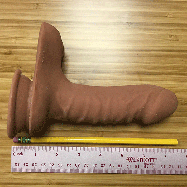 Realistic Dildo Shown Next To Ruler Showing 6 Inch Insertable Length