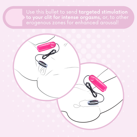 Use the vibrating bullet on your clitoris or nipples to intensify your orgasms!