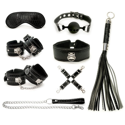 Luxury Black Leather Bondage Kit For BDSM Play - Beginner Bondage Kit