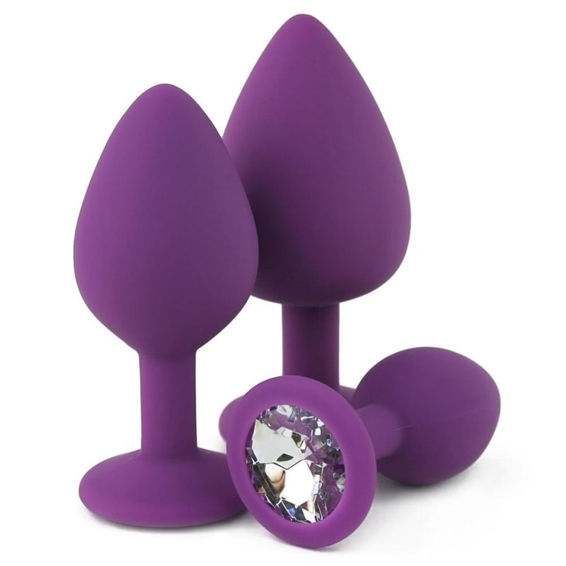 Silicone butt plug with decorative jewel