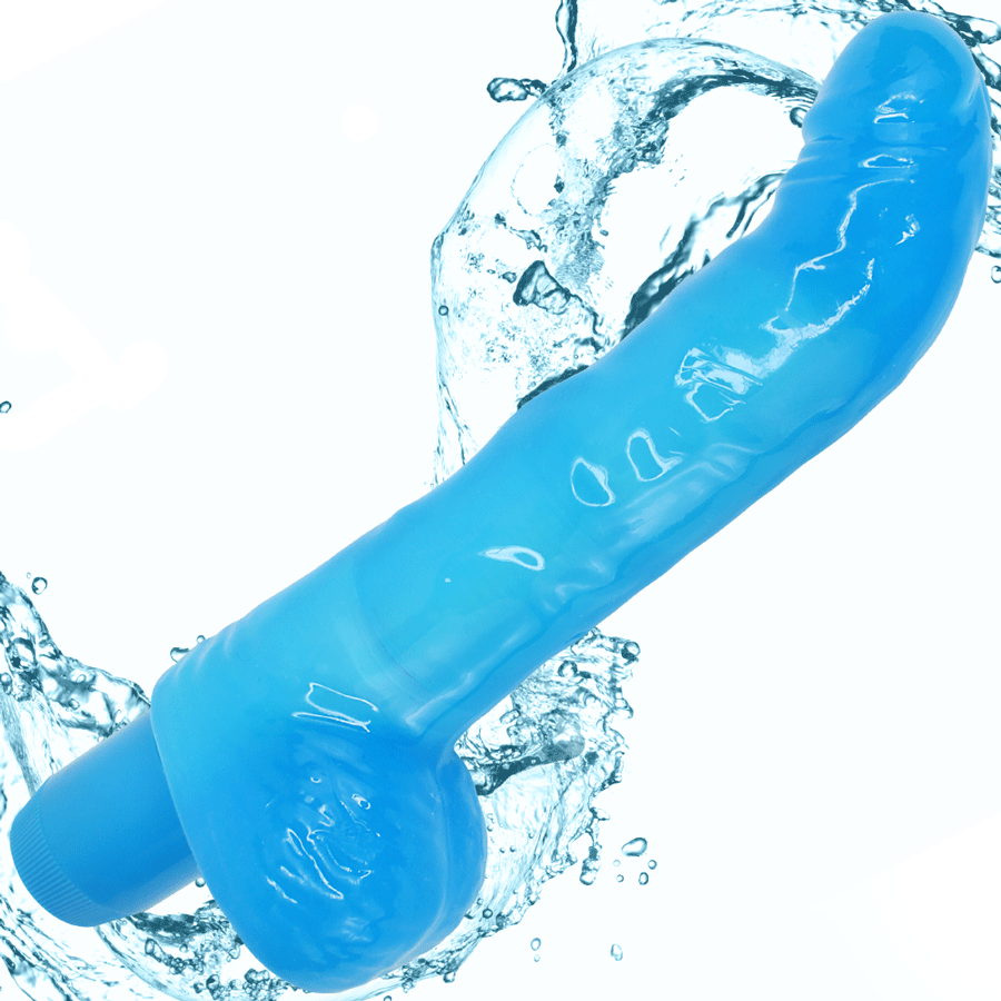 Blue dildo with balls waterproof sex toy
