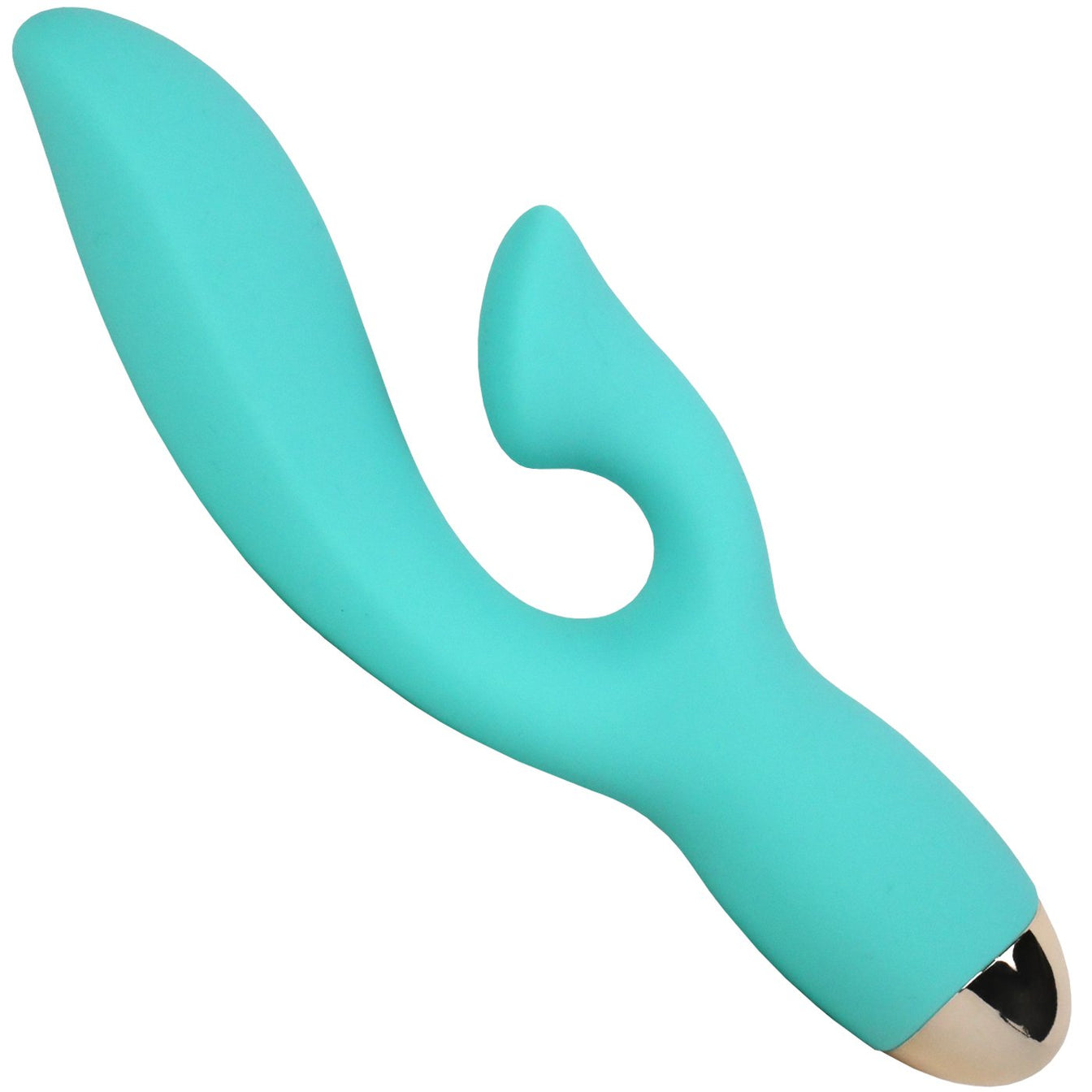 Teal dual vibrator made of silicone for gspot and clit stimulation