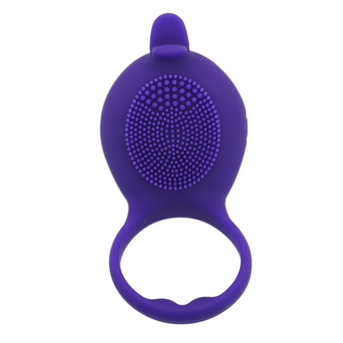 Purple silicone cockring with nubby clit stimulator