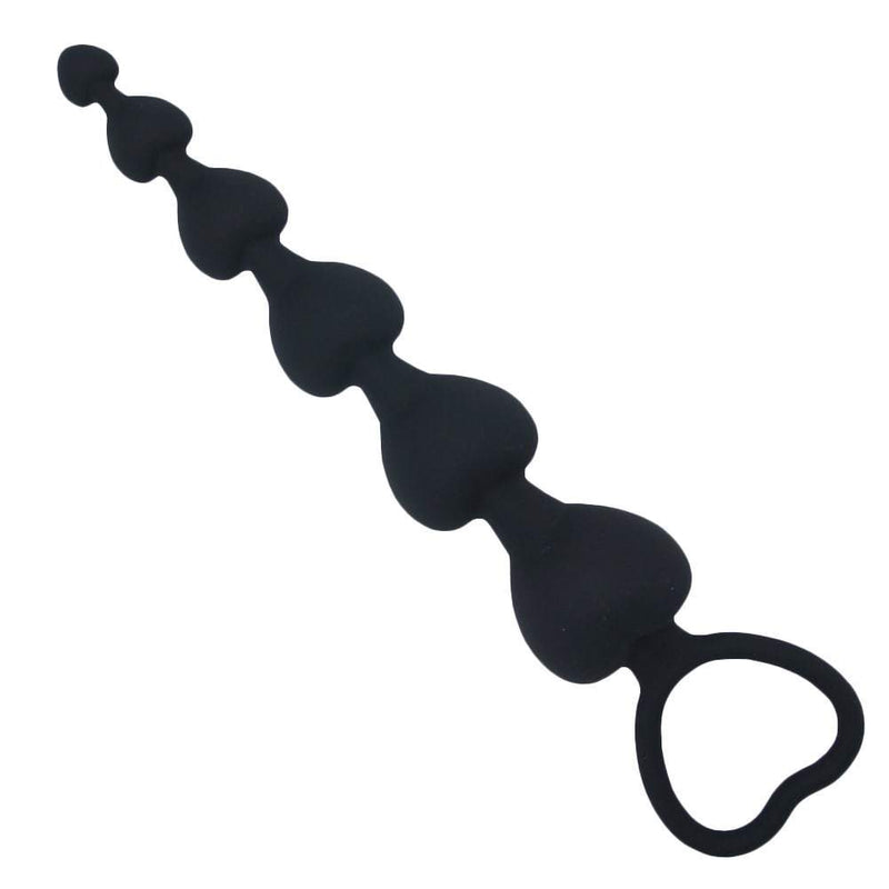 Black silicone tapered anal beads