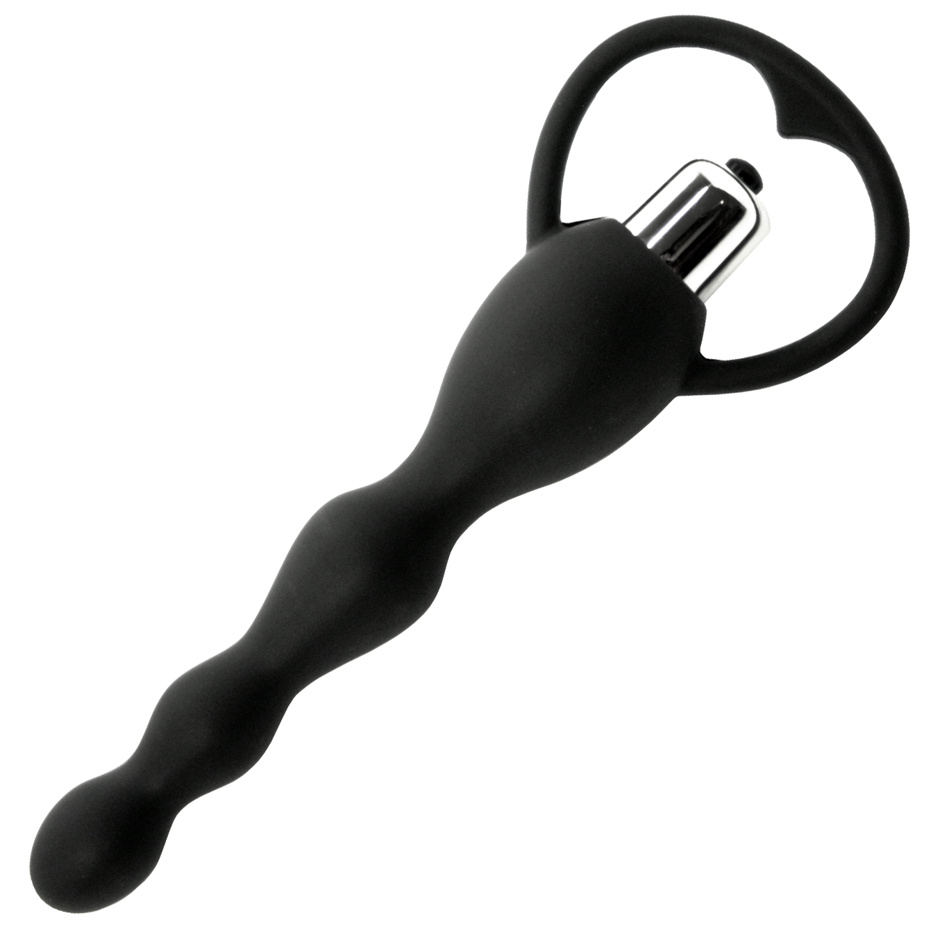 Vibrating black matte anal beads for anal stimulation