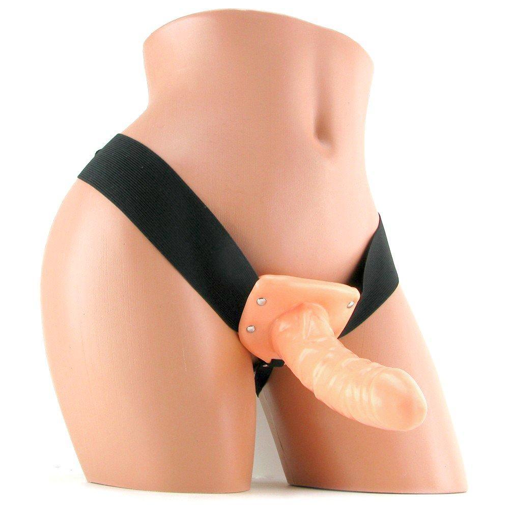 Image of female mannequin wearing a realistic hollow strap on