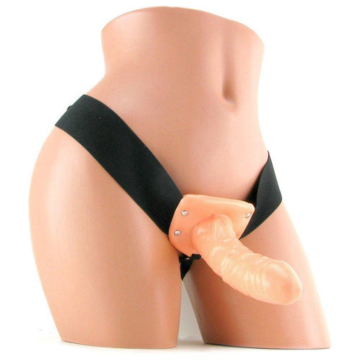 7 inch erection assist hollow vibrating strap on for couples