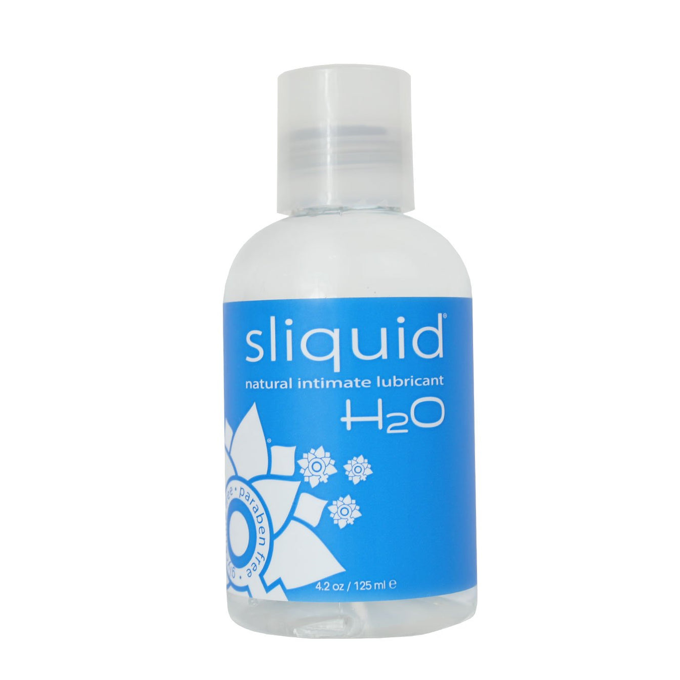 Light blue bottle of sliquid's water based lubricant