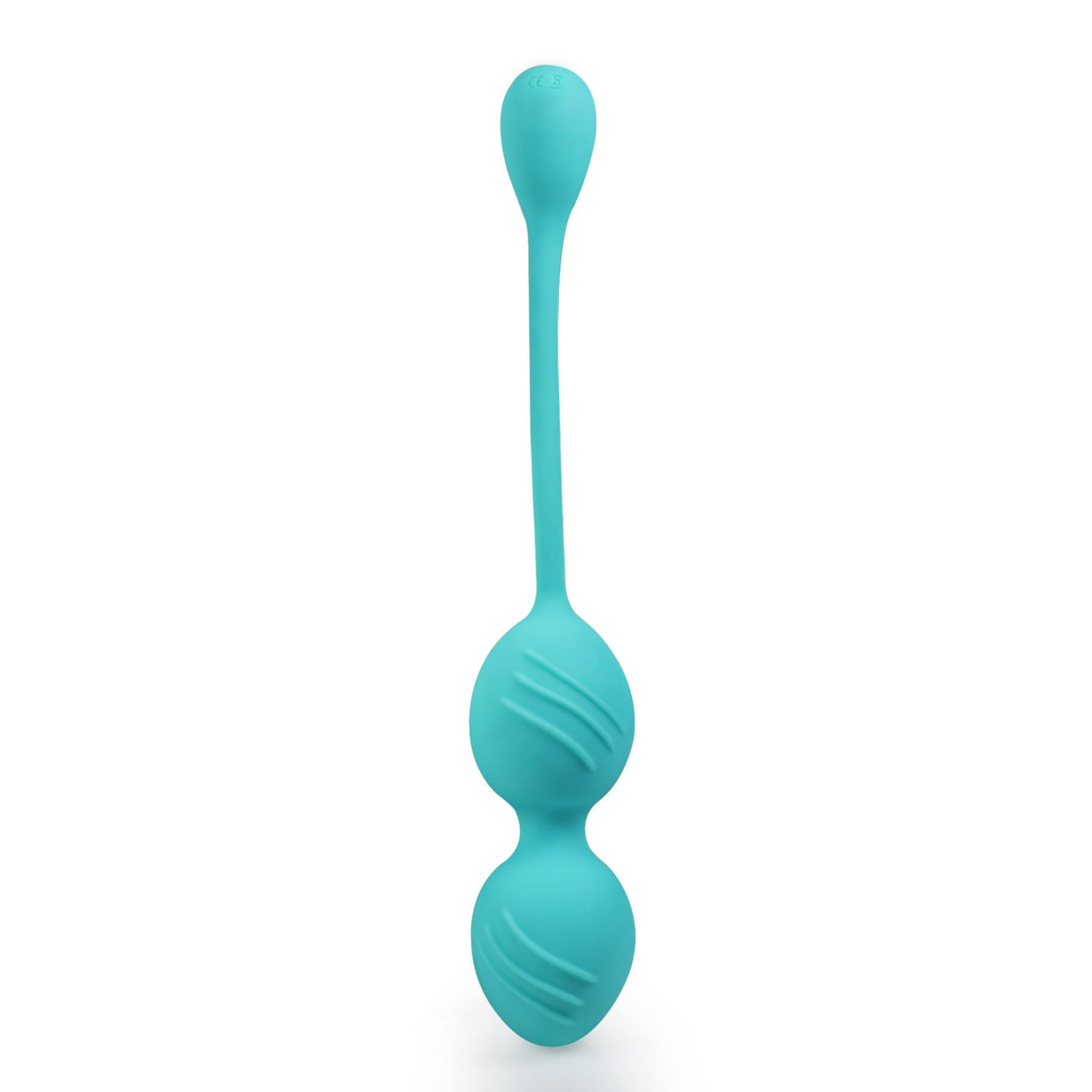 Teal colored kegel balls to strength vaginal muscles