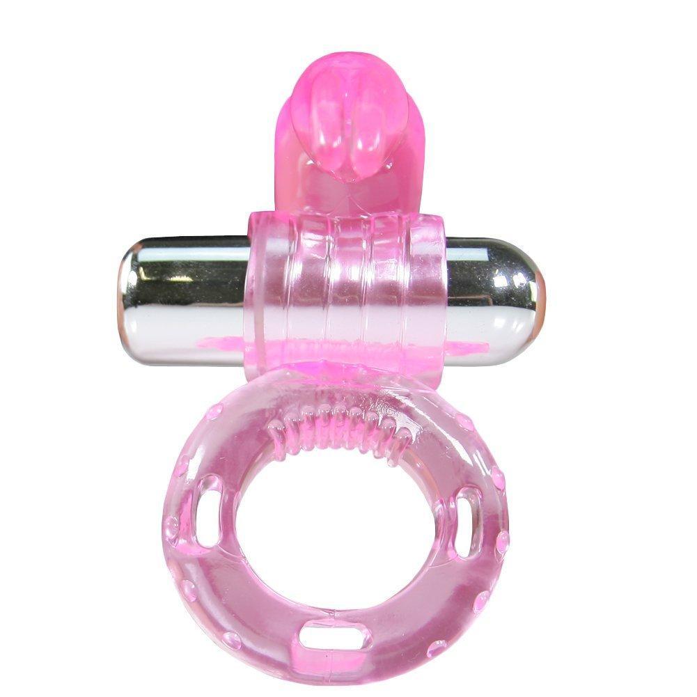 Clear pink rabbit shaped cock ring vibrating