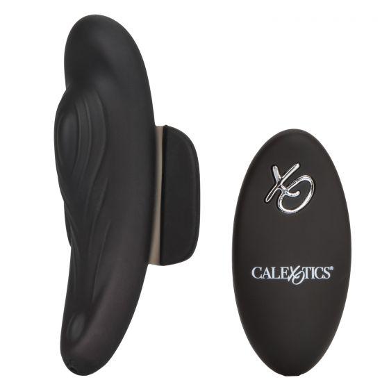 Image of matte black colored panty vibrator and separate remote control