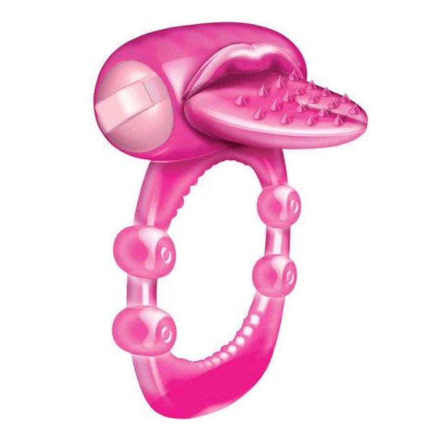 Hot pink tongue cock ring vibrating