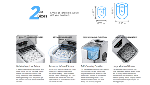 Automatic Self-Cleaning Ice Maker Machine Countertop丨FOOING