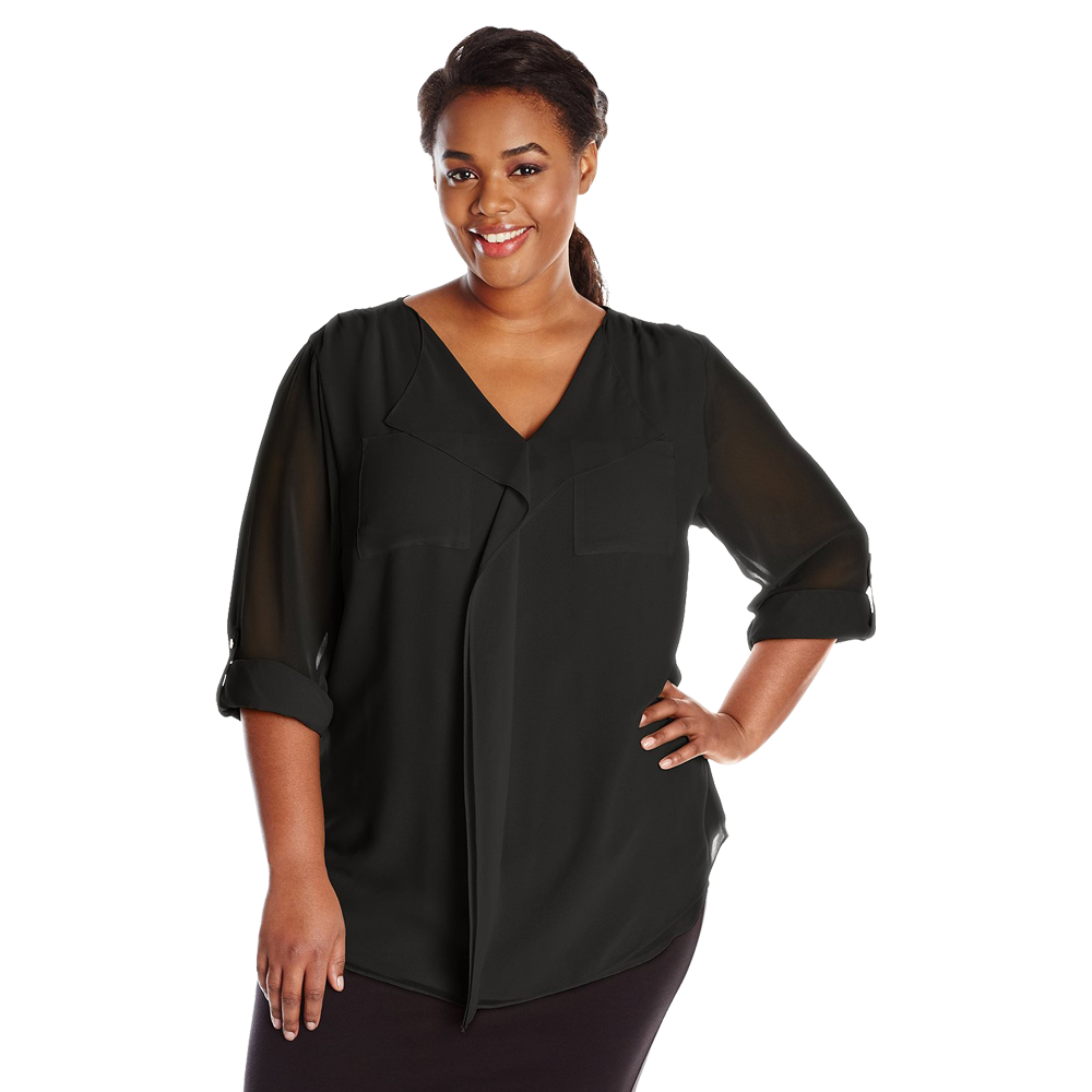 Calvin Klein Women's Plus Size Modern Essential Ruffle Front Blouse –  magnolia