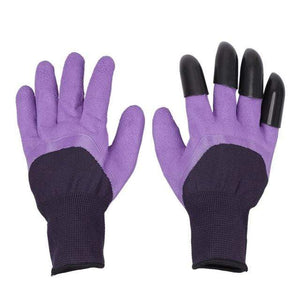 purple plastic gloves