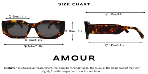 AMOUR Sunglasses Size Chart and Fit Guide
