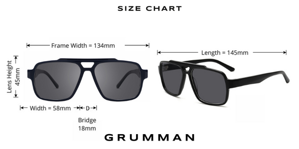 GRUMMAN Sunglasses Size Chart