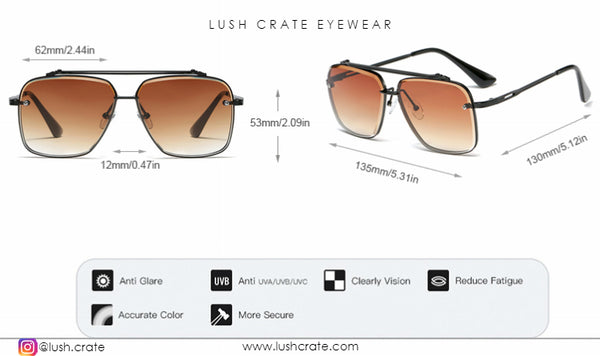 Luxury Navigator Sunglasses-Lush-Crate-Men-Dimension-Guide