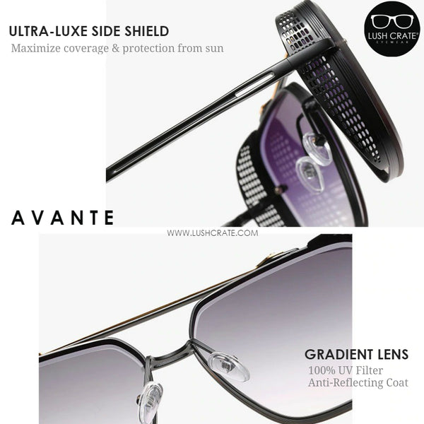 These Avante Navigators are now complemented by a double bridge in luxurious-finish metal and feature the signature netted spoilers that contrast with the lenses.