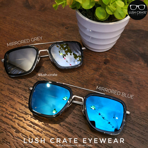 Mirrored Lens Blue Grey Reflective Lens EDITH Sunglasses