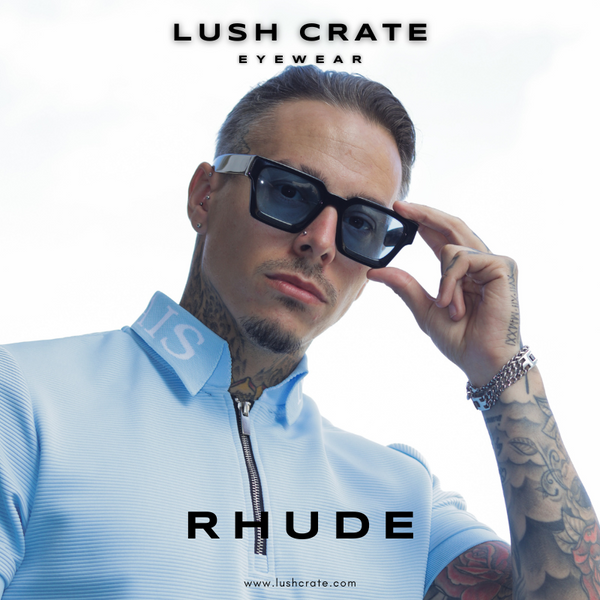 Rhude Retro Sunglasses Black Blue Lenses