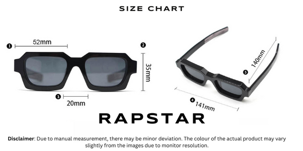 Rapstar Sunglasses Size Chart