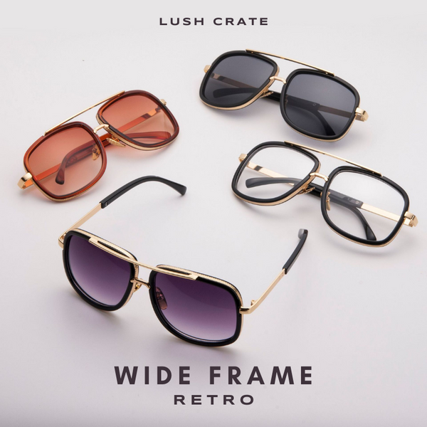 Wide Frame Retro Square Sunglasses - Lush Crate Eyewear - Lush Crates